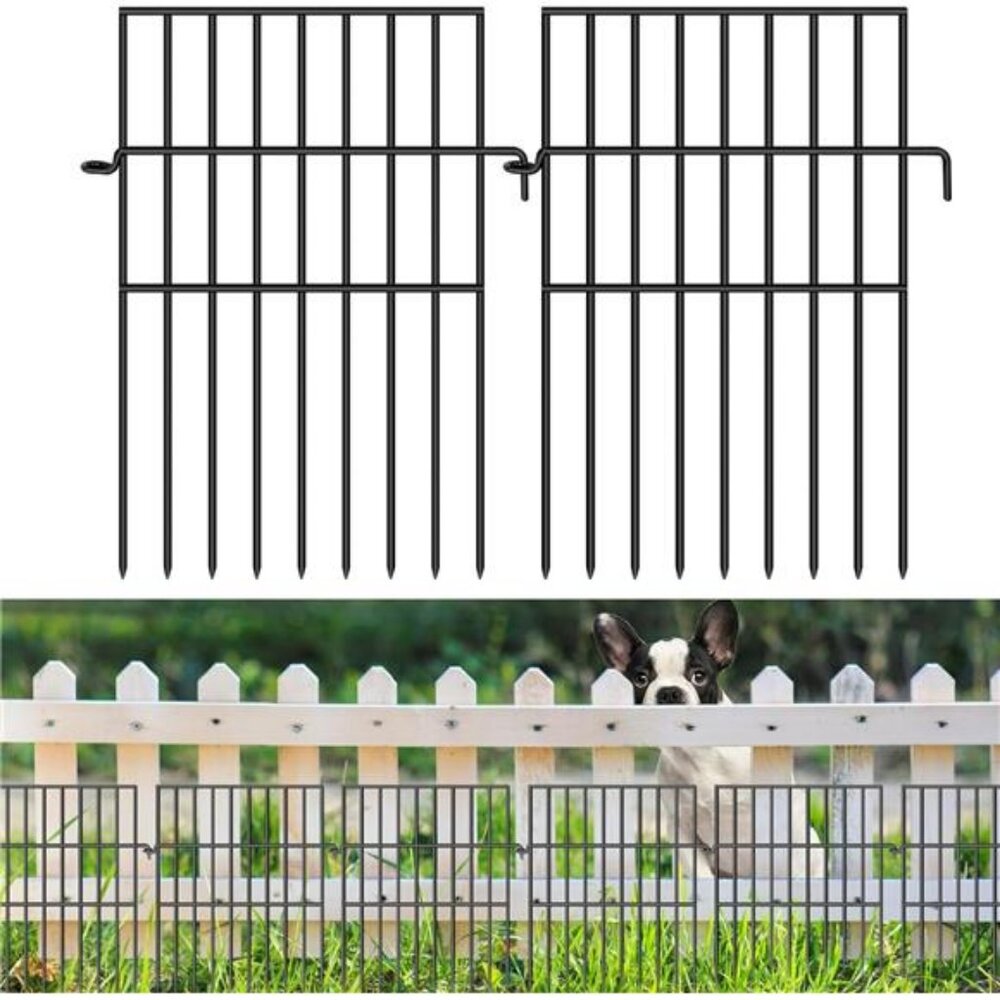 10 Panels Garden Fence Animal Barrier, 17in (H) X 10.8ft (L) No Diging Dog